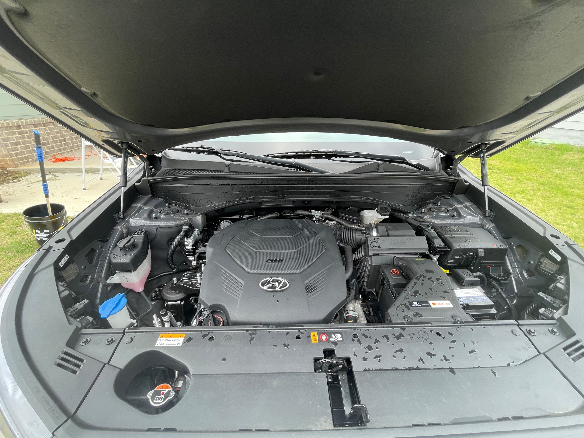 Hyundai Palisade engine bay after detail